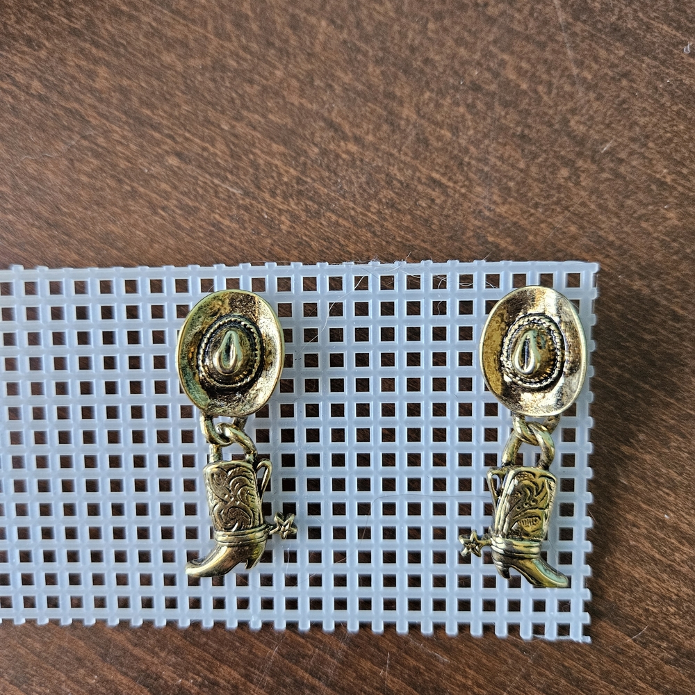 Gold Cowboy Boot Earrings